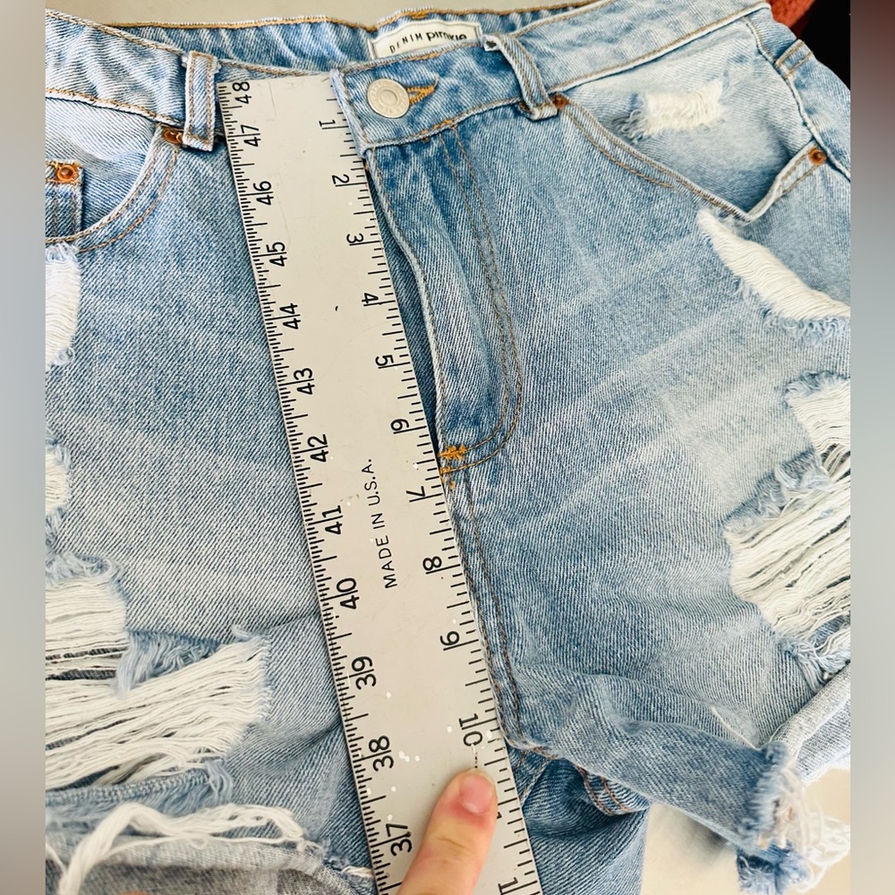 NEW Jean Shorts High Rise Distressed ASOS by Denim pimkie LIGHT WASH SZ 6 - Picture 12 of 16